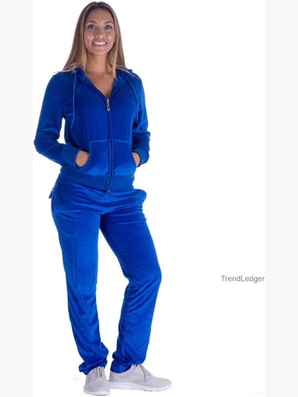 Women's Velour Zip Hoodie & Jogger Sweatsuit Set 2 Piece